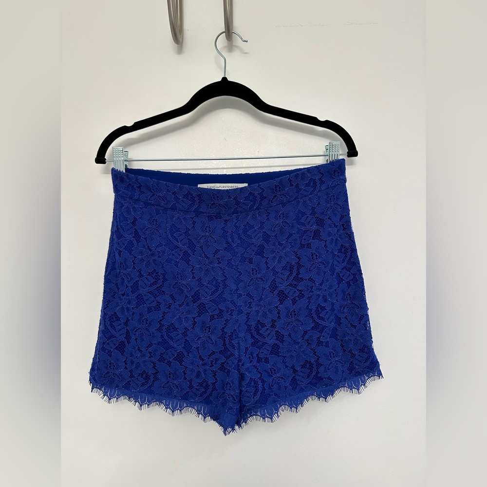Diane von Furstenberg Blue Lace Shorts